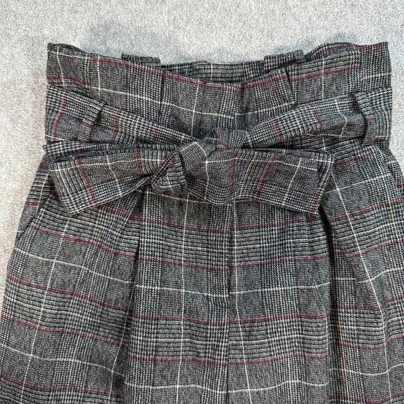 DO + BE Paperbag Waist Trouser Pants Size Small Plaid Straight Leg High Waist - Picture 2 of 10
